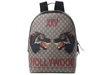 gucci xxv hollywood backpack|Gucci XXV Hollywood Backpack GG Supreme Wolf Print .